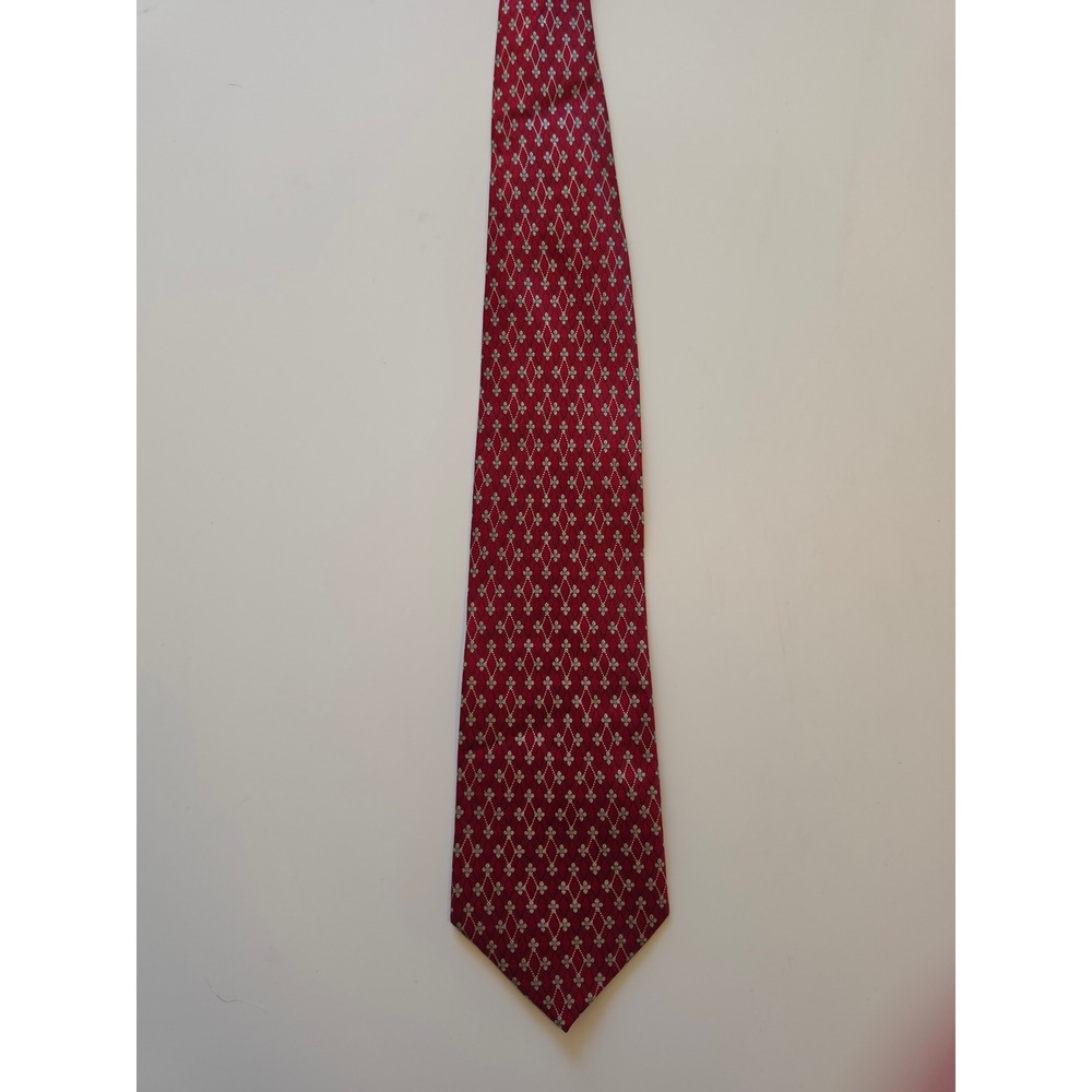 GUCCI 100% Silk Italy Preppy Old Money Maximalist Geometric Floral Red Tie - Picture 3 of 8